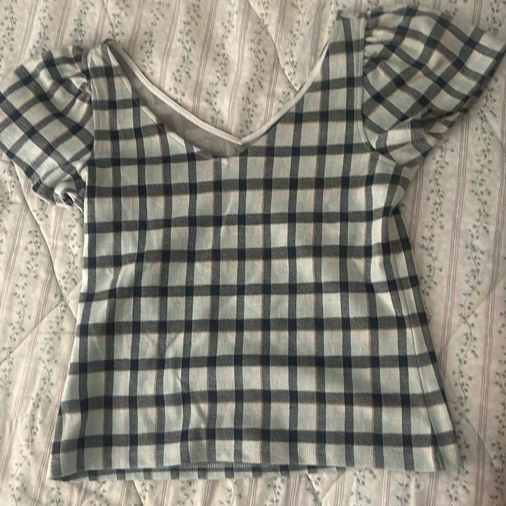 Ann Taylor shirt, checkered pattern, size petite small